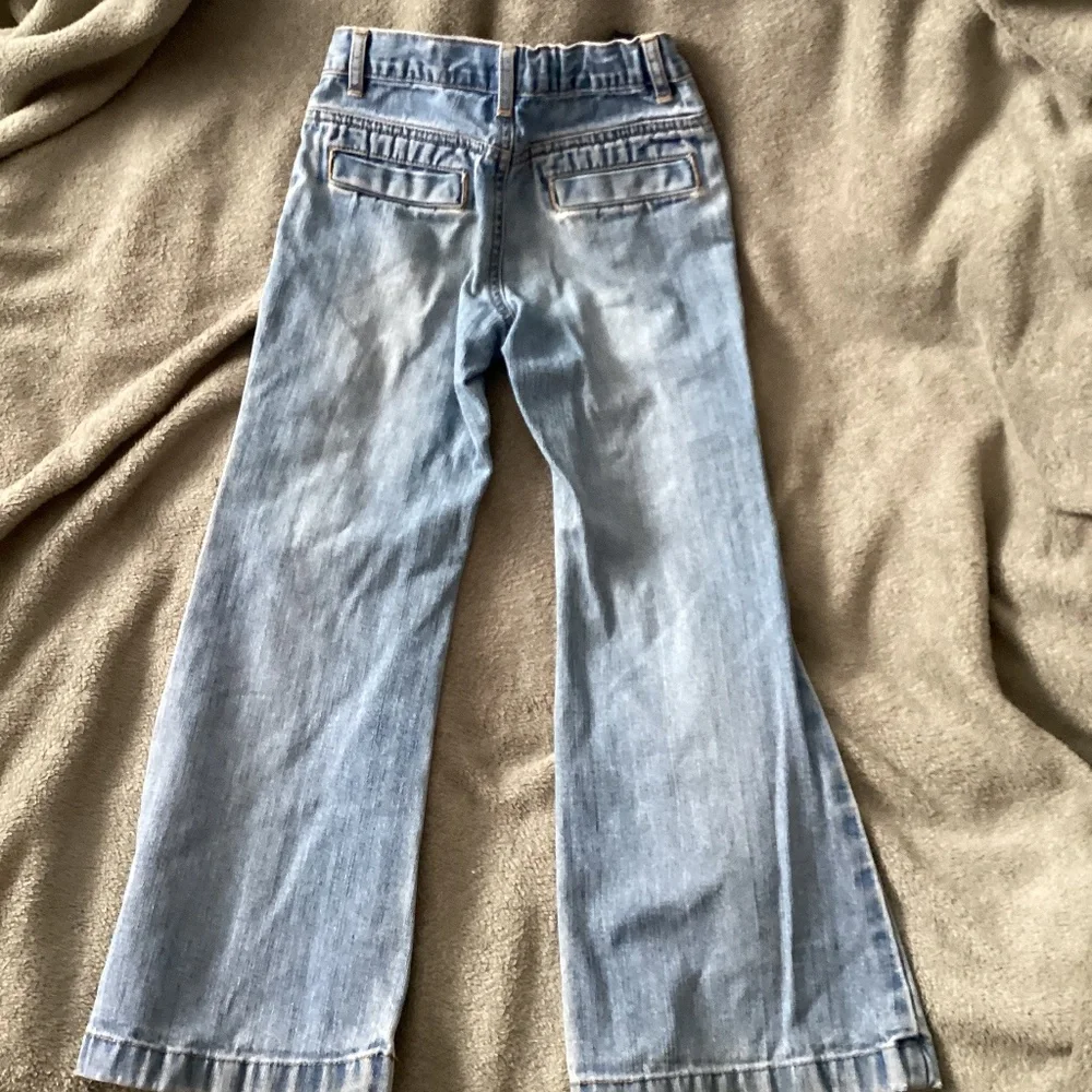 GAP Girl Distressed Flare Jeans Size 6 Slim Flower Adjustable